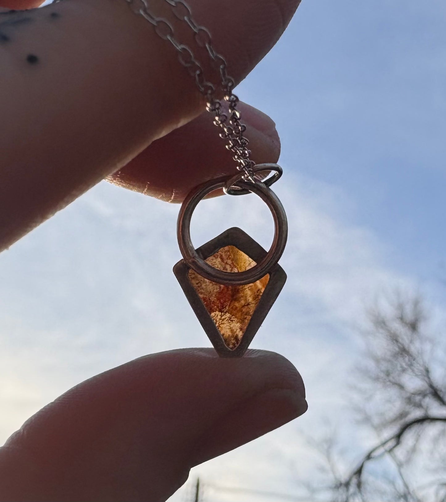 Dendritic Agate Necklace (18 inch chain)