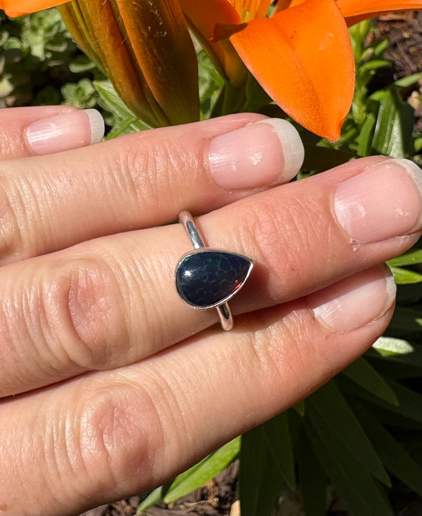 Teardrop Ethiopian Smoke Opal Ring (Size 4.75)