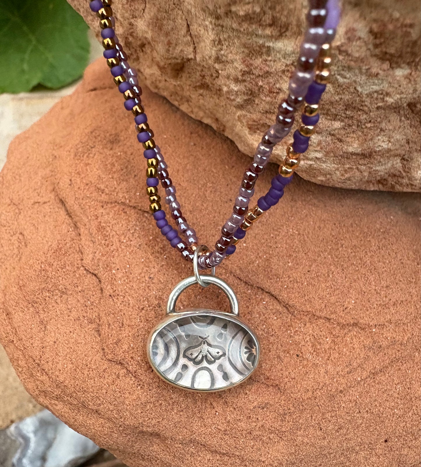 Desert Stamped, Beaded Necklace