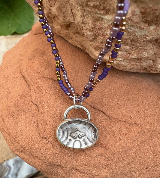 Desert Stamped, Beaded Necklace