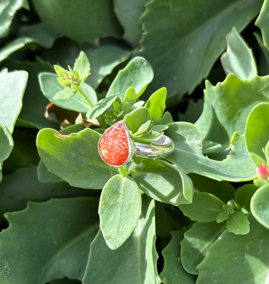 Teardrop Sunstone Ring (Size 7.25)
