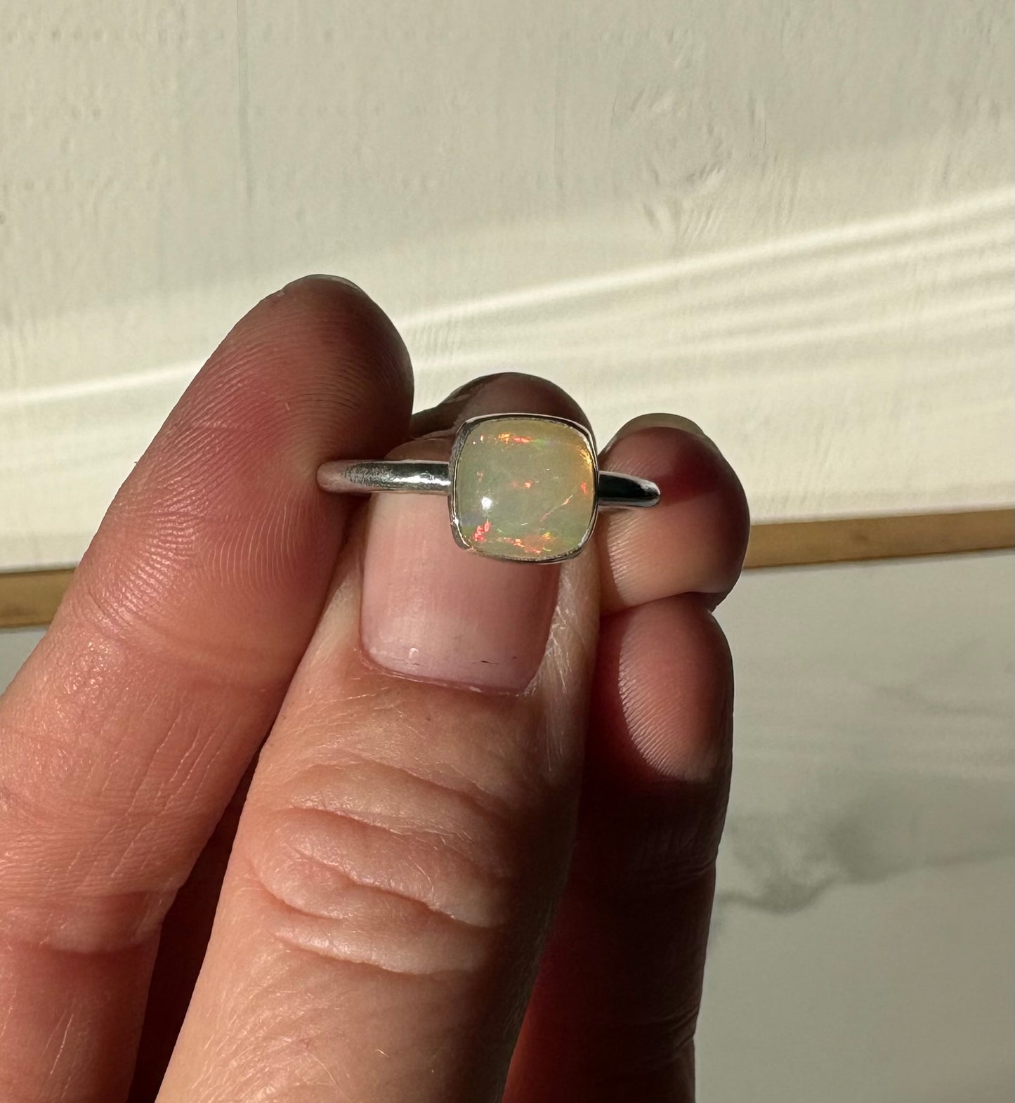 Square Ethiopian Opal Ring (Size 7)