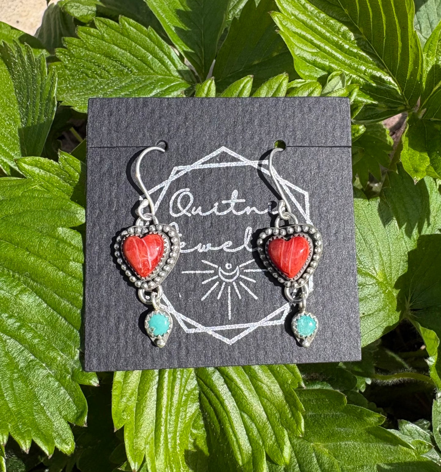 Spiny oyster shell and turquoise earrings