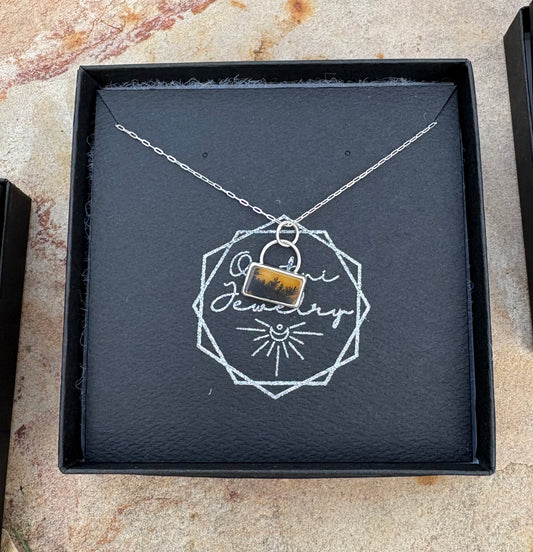 Tiny Dendritic Agate Necklace (16” Chain)