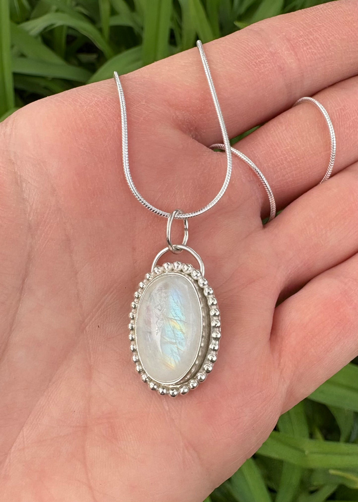 Rainbow Moonstone Necklace (18 inch chain)