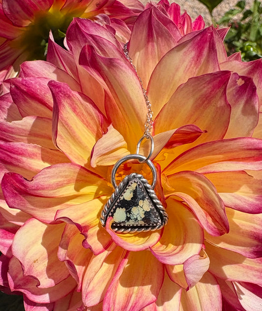 Triangle Hubei Turquoise Necklace (20 inch chain)