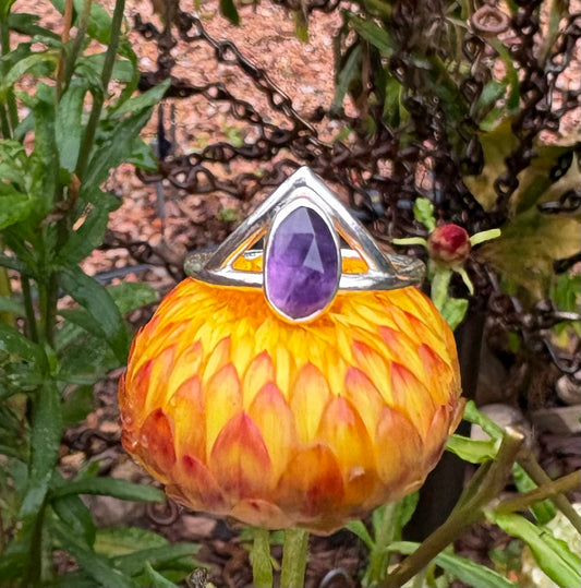 Amethyst Triangle Ring (Size 9.25)