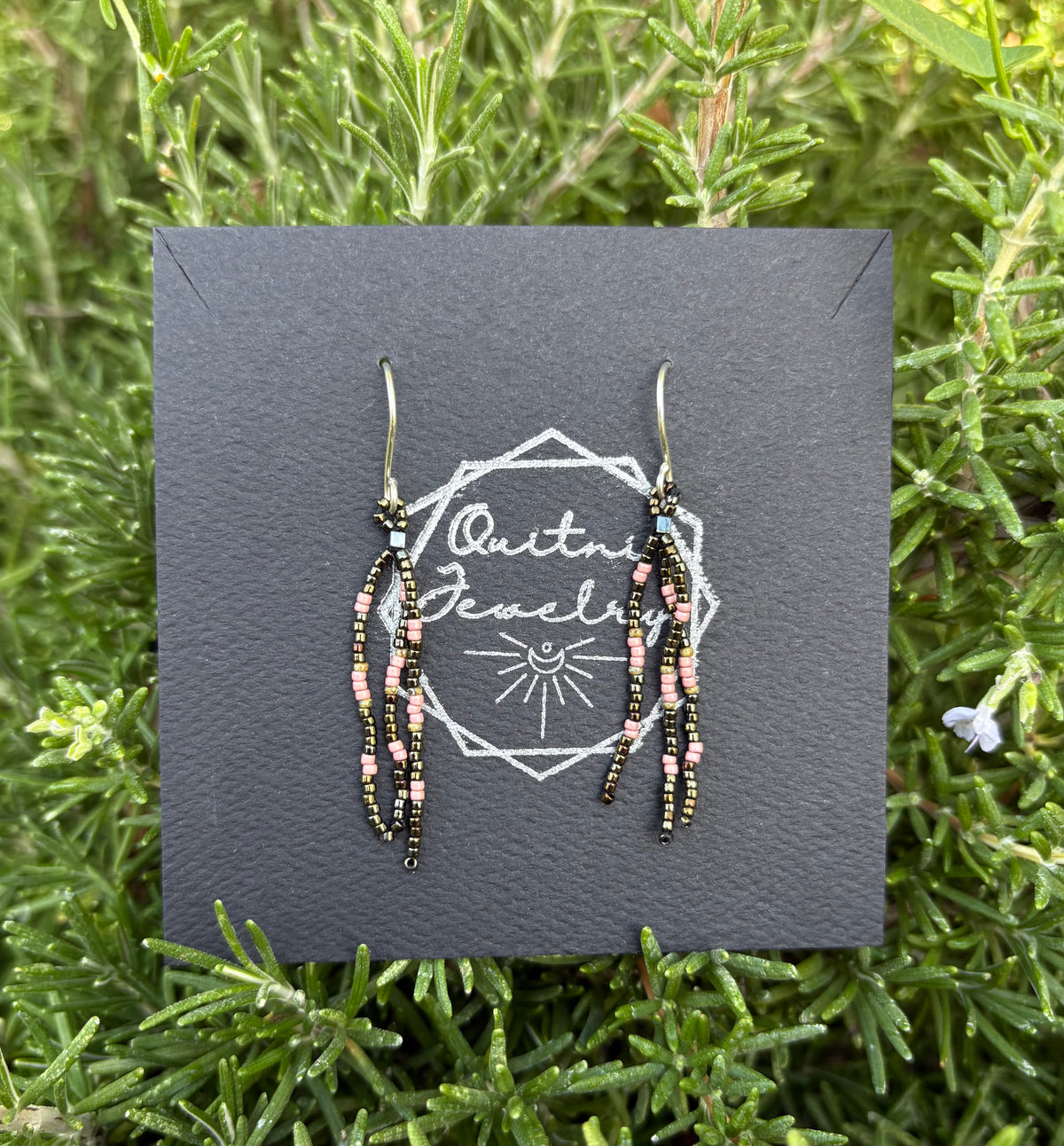 Bronze and pink fringe earrings