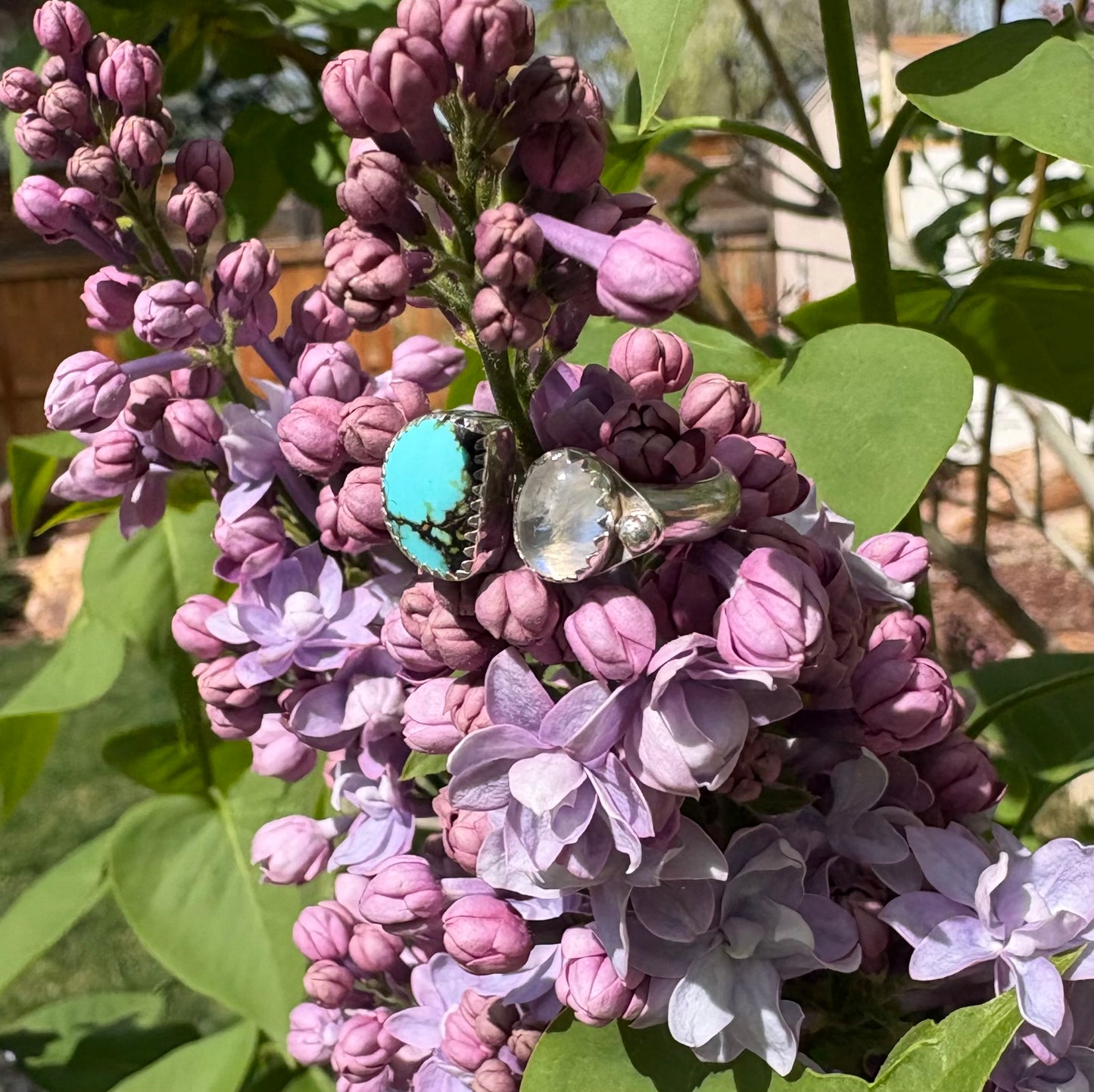 Turquoise and Moonstone Ring (Adjustable Size 7-8)