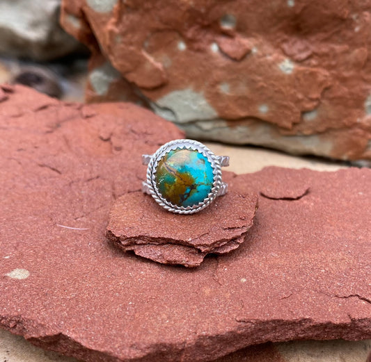 Turquoise Ring with Double Band (Size 5)