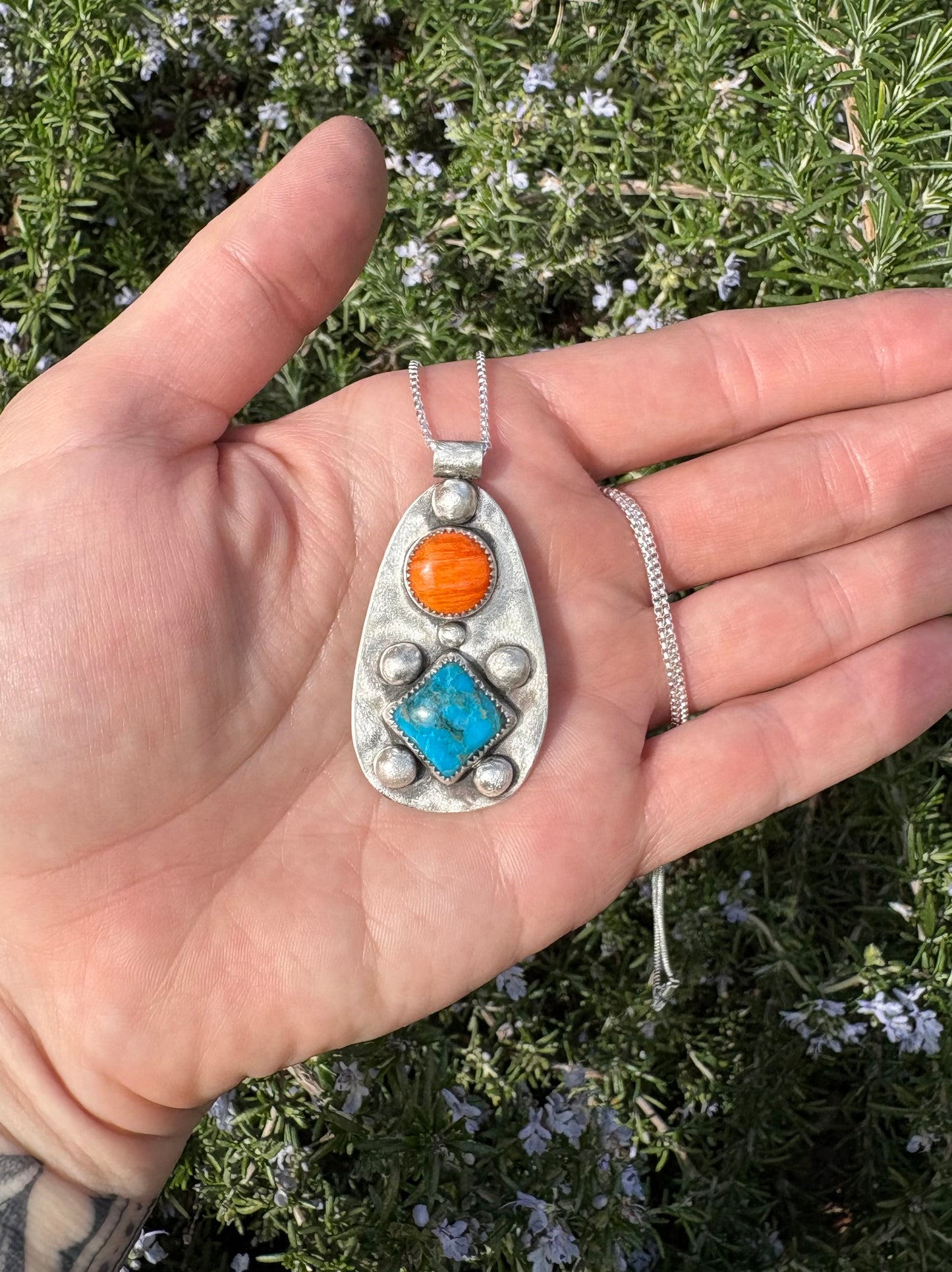 Spiny Oyster and Kingman Turquoise Necklace