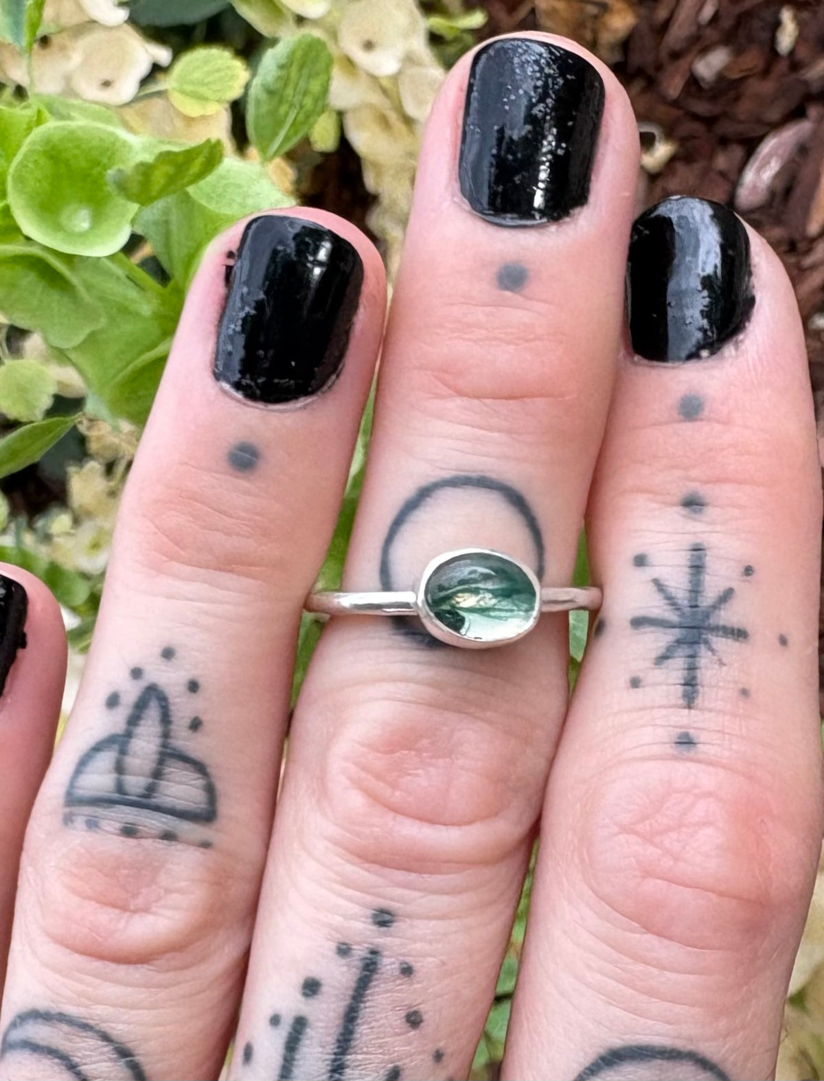 Dainty Moss Agate Ring (Size 5.75)