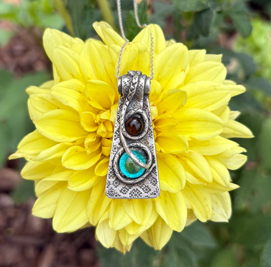 Snake silver clay necklace (18 inch chain)