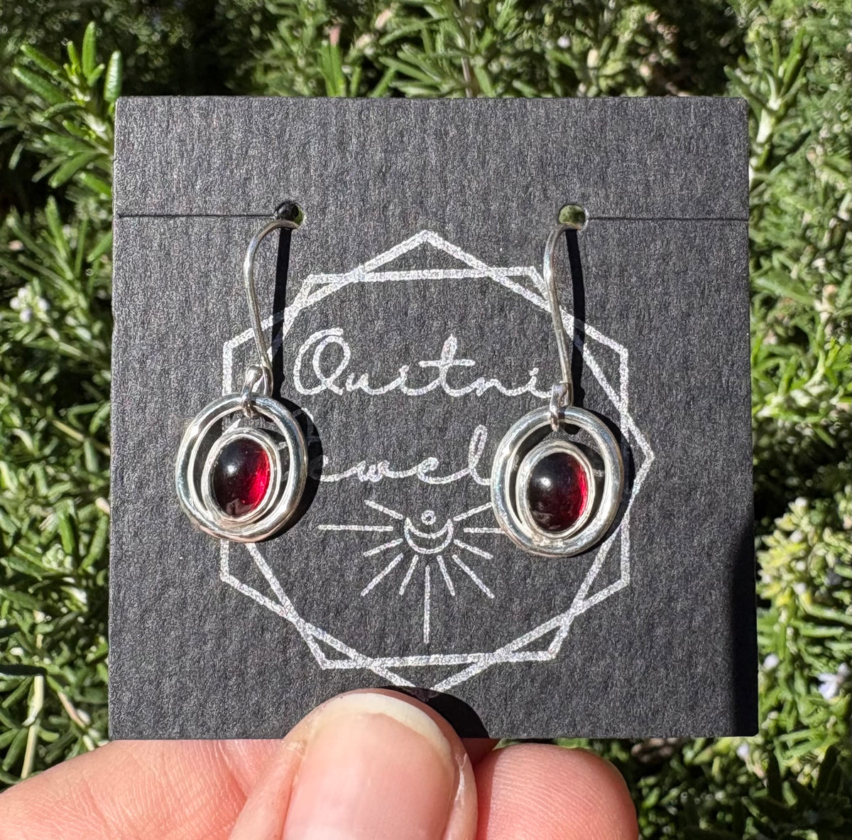 Garnet Halo Earrings