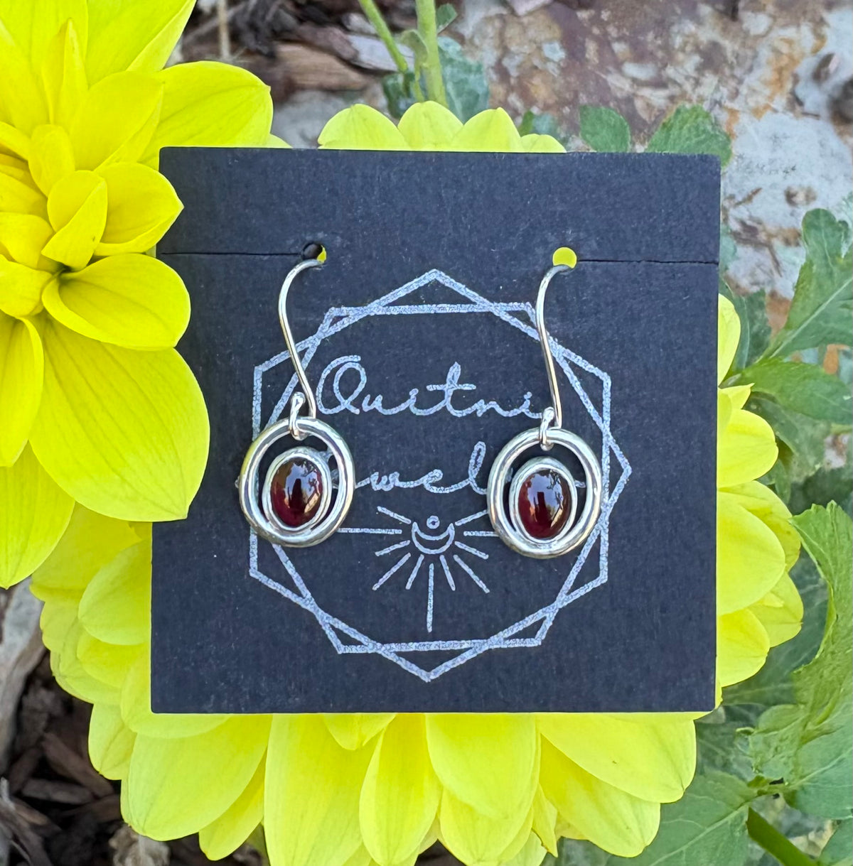 Garnet Halo Earrings