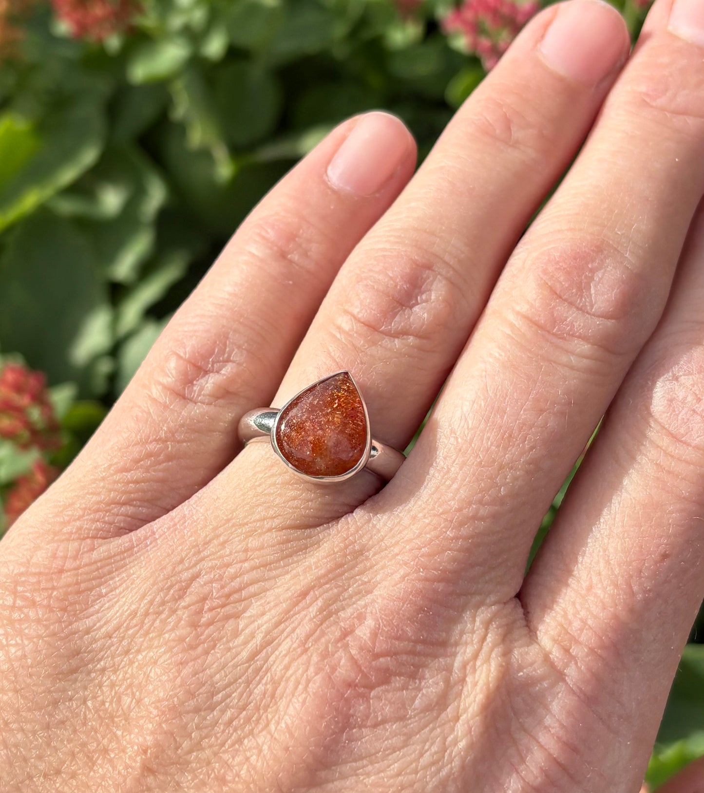 Teardrop Sunstone Ring (Size 7.25)