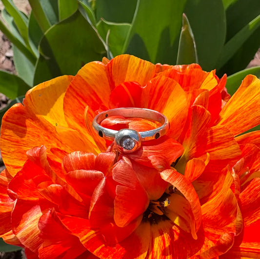 Cubic Zirconia and Spinel Ring (Size 10)