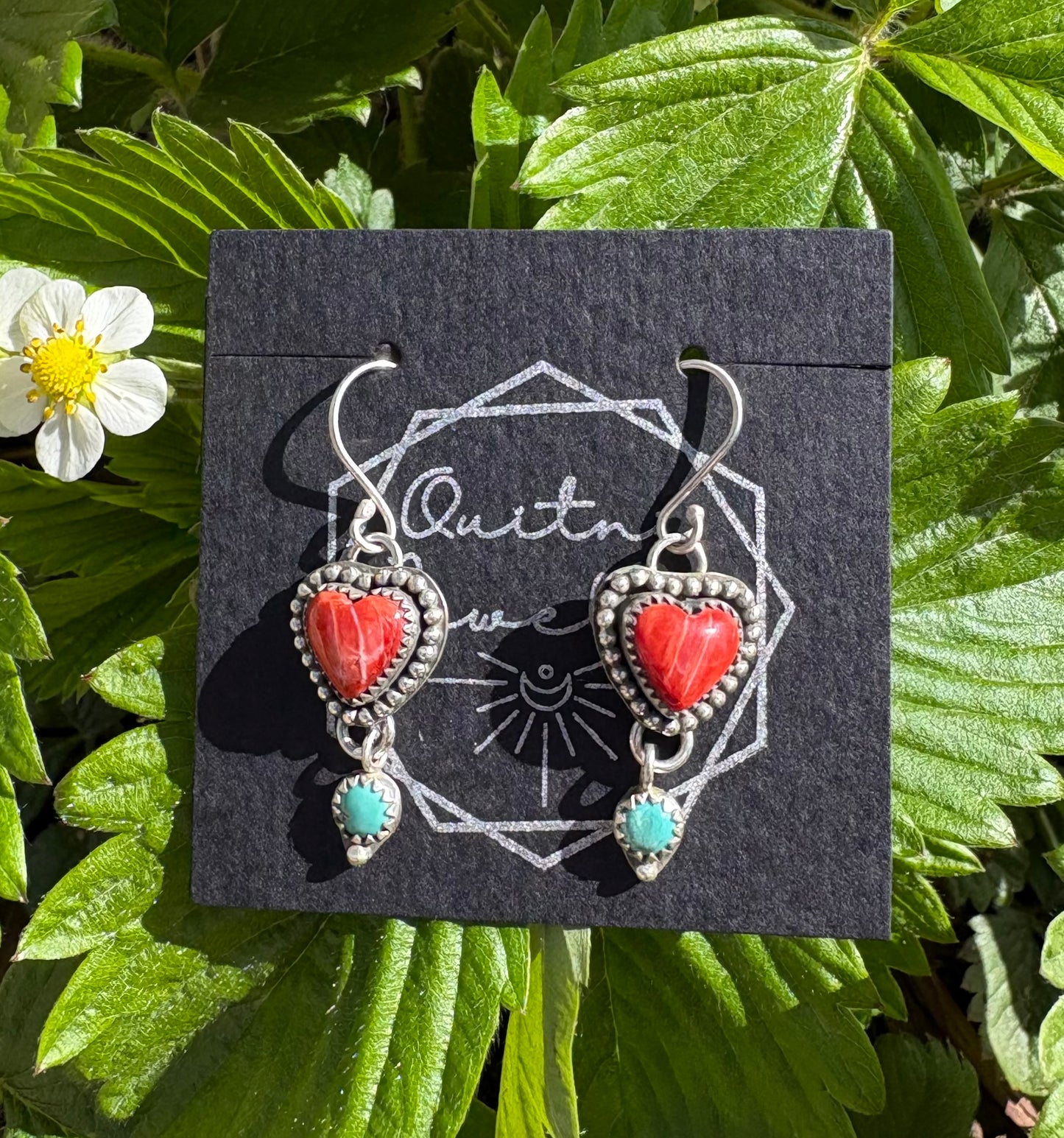 Spiny oyster shell and turquoise earrings