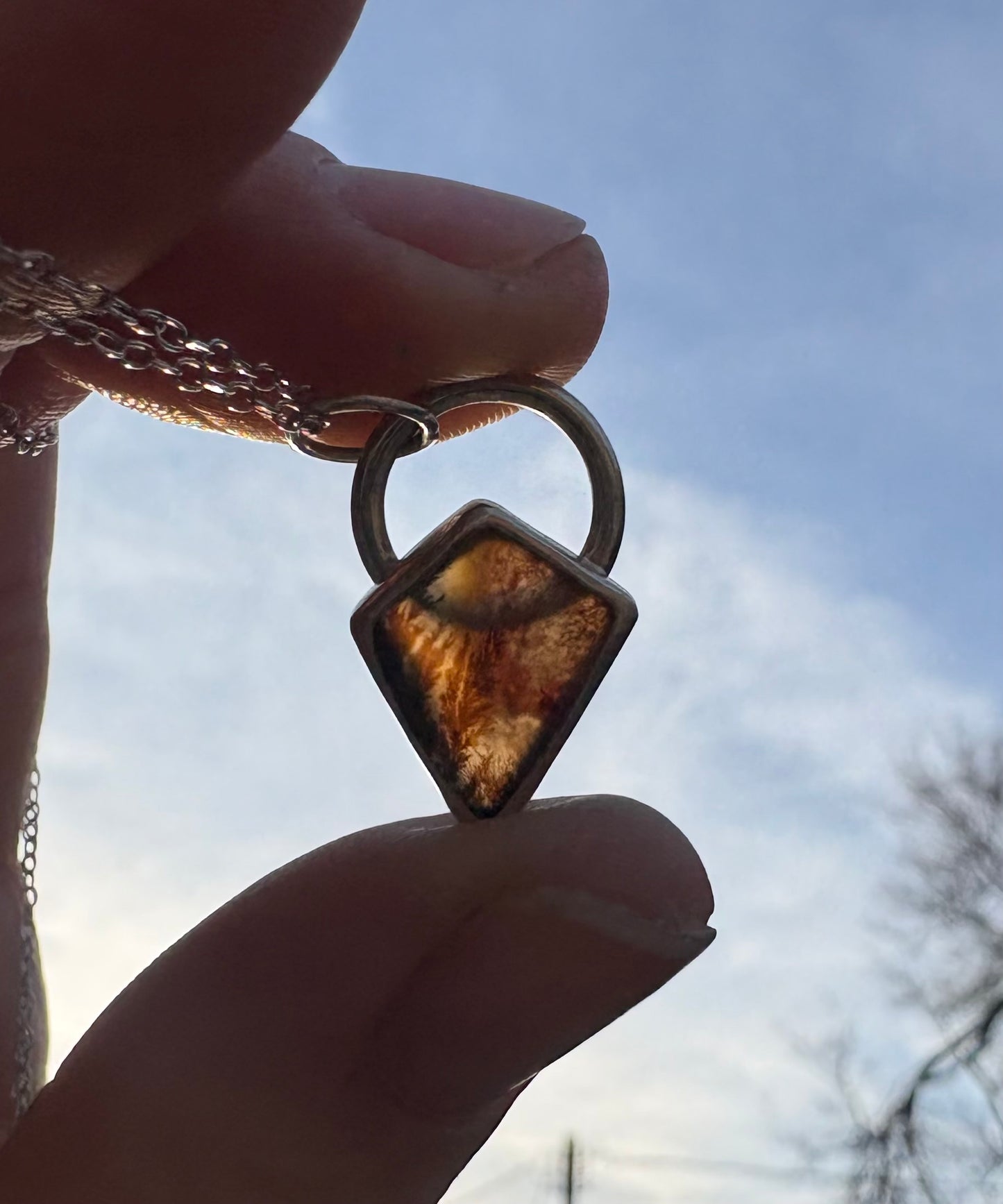 Dendritic Agate Necklace (18 inch chain)