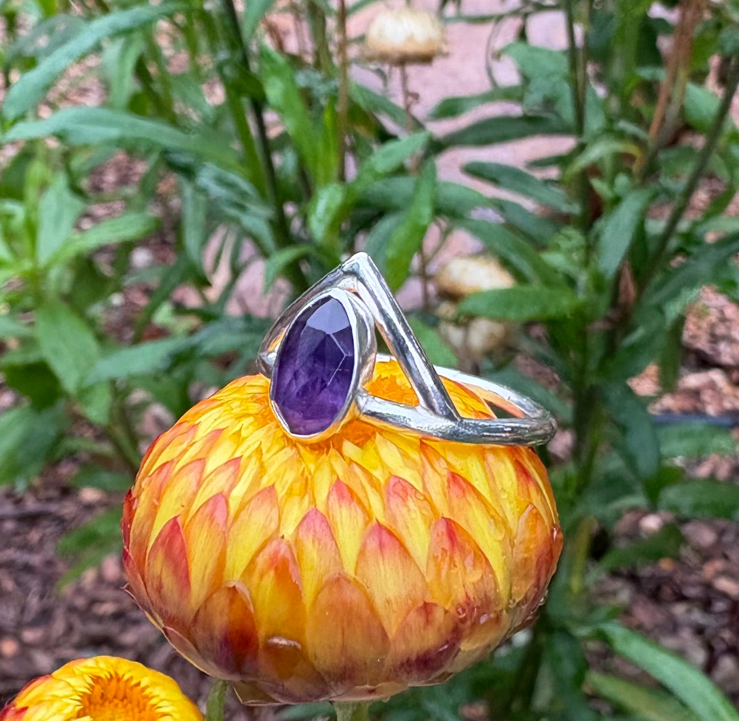 Amethyst Triangle Ring (Size 9.25)