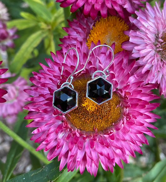 Hexagon Onyx Earrings