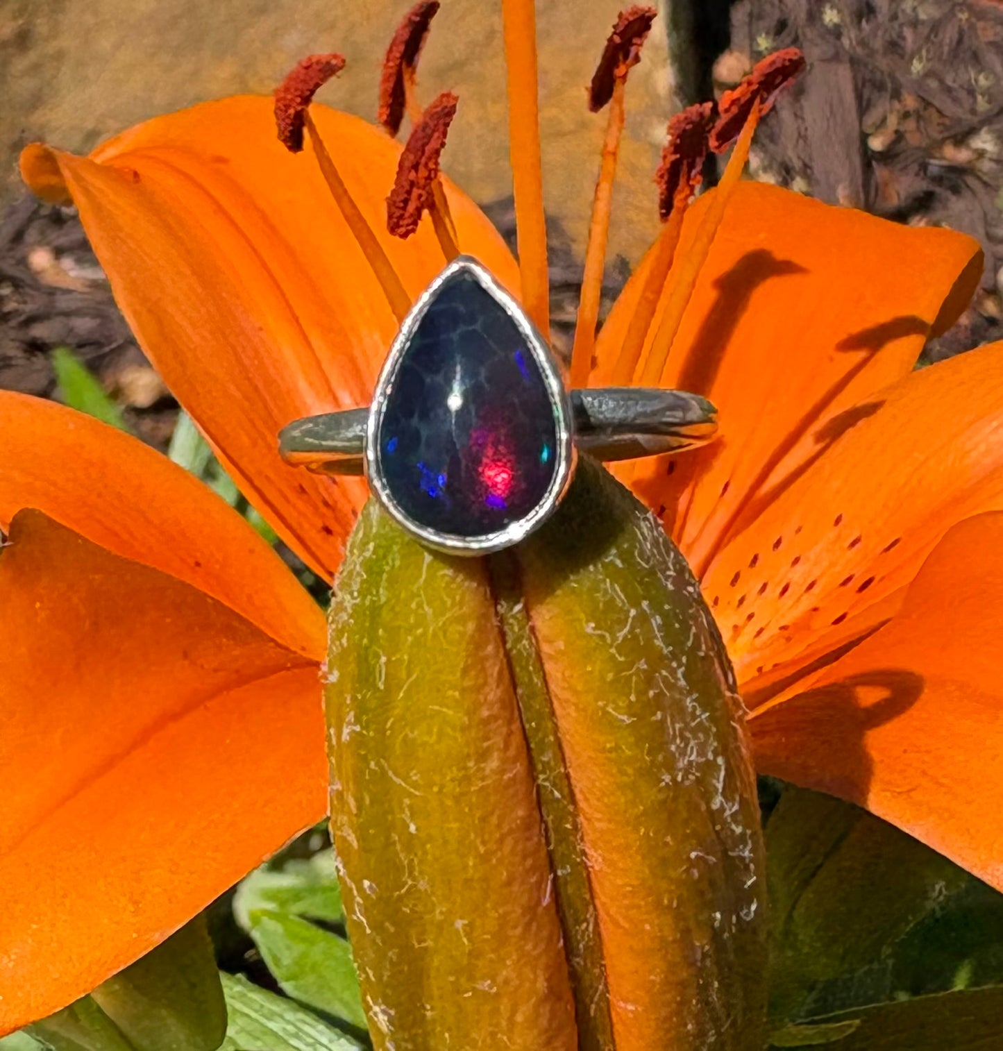 Teardrop Ethiopian Smoke Opal Ring (Size 4.75)
