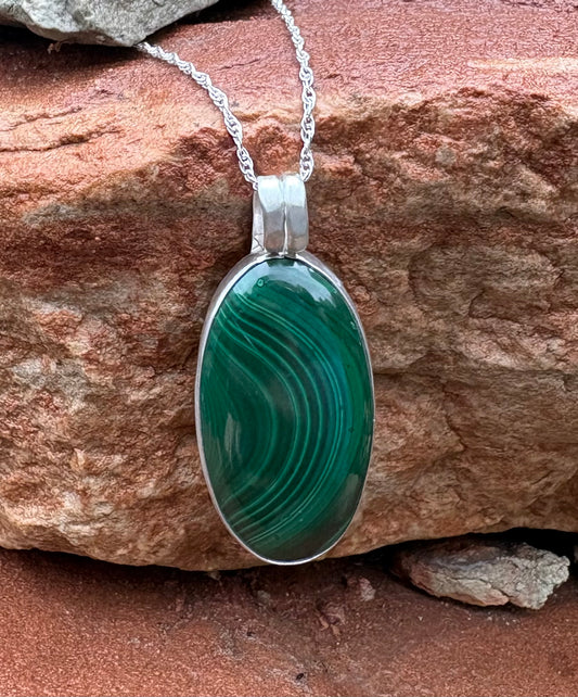 Malachite Necklace (18 inch chain)