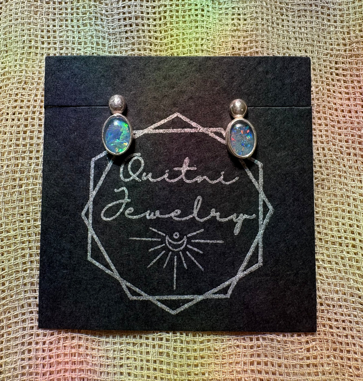 Opal Triplet and Silver Ball Post Earrings