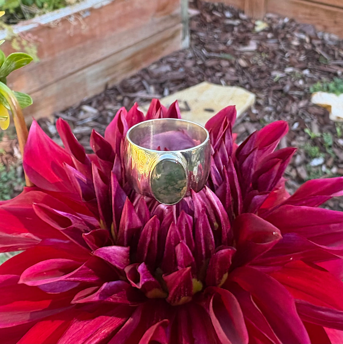 Moss Agate Ring (Size 9.5)
